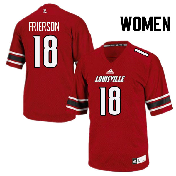Women #18 Gilbert Frierson Louisville Cardinals College Football Jerseys Stitched Sale-Red - Click Image to Close